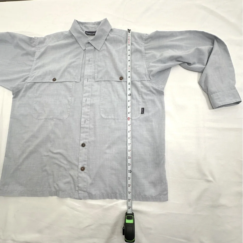 Patagonia Vintage Outdoor Long Sleeve Vented Fishing Shirt Pale Blue/Gray Large - Picture 9 of 15